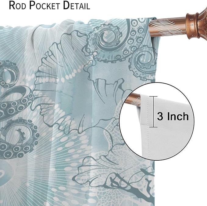 Coastal Window Curtains,Nautical Beach Themed Thermal Insulating Blackout Curtain for Living Room, Bedroom Set 2 Panels,63x72 Inches