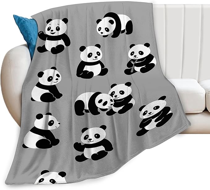 Panda Blanket Cute Panda Fleece Throw Blanket Soft Cozy Warm Fuzzy Plush Super Plush Stuff Bedding Toddler Nursery Baby Blankets Gifts for Boys Girls Kids Adult Men Women 50"X60"
