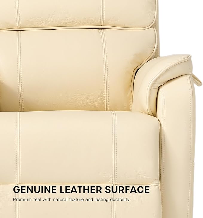 DYNOX 350 LBS Power Lift Recliner Chair for Elderly, Medium Size Dual Motor Lay Flat Infinite Positions Recliner with Heat & Massage(9188,Genuine Leather,Camel)