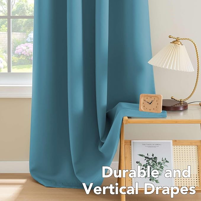 H.VERSAILTEX Blackout Curtains for Bedroom Thermal Insulated Room Darkening Living Room Curtains 63 Inch Long Grommet Privacy Protection Window Curtain Panels/Drapes for Nursery, 2 Panels, Storm Blue