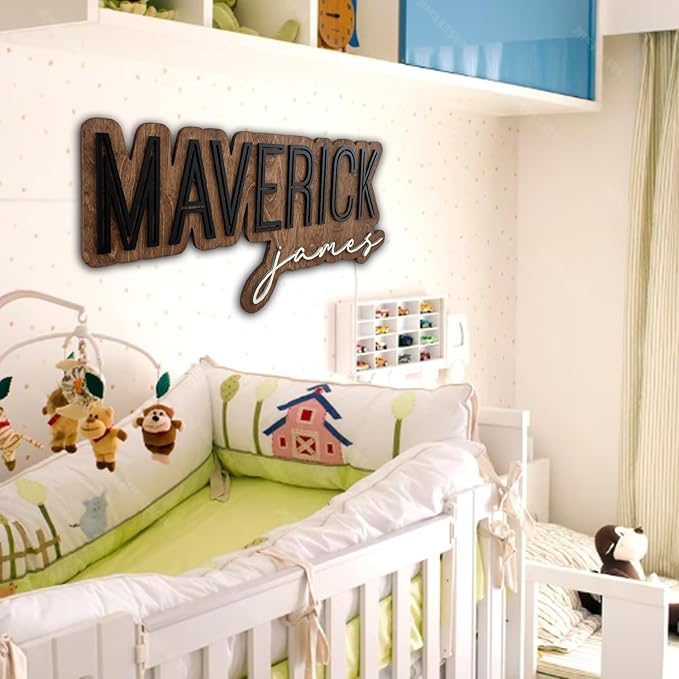 Personalized Wood Name Sign, Nursery Name Wooden, Boho Girl Name Sign, Above Crib Sign, Layered Baby Name Sign, Boy Name Sign, Cut Out Sign, Gift for nursery