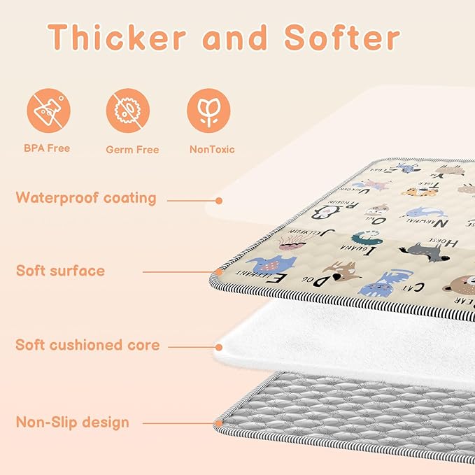 Baby Play MAT 59" X 71", Soft Thickened Anti-Slip Mat for Floor Playpen, Foldable and Machine Washable Baby Crawling Mat