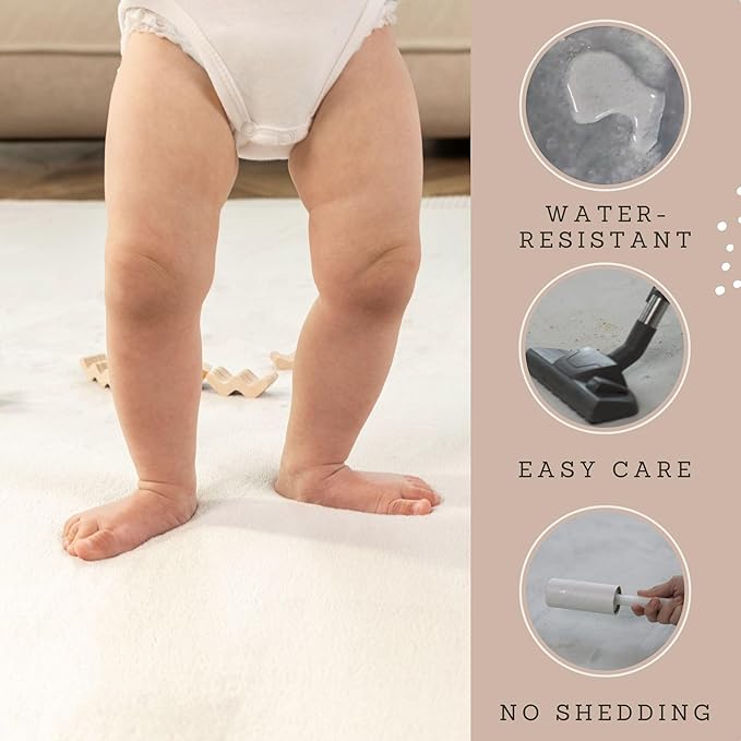 Premium Baby Playmat for Floor 80" x 110" Dark Gray – Cloudsoft Coral Velvet Memory Foam Rug for Crawling – Non-Slip, Water-Resistant, Non-Toxic, Easy-Care Muscle Mat – Thick Play Mat for Baby