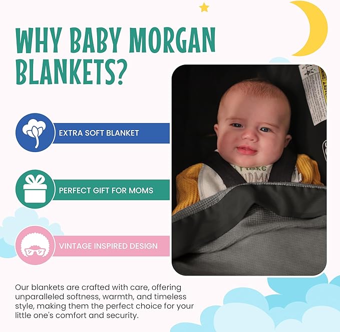 Blankets Thermal Waffle Baby Blanket Crib Bedding - Soft Cozy Warm Infant Thermal Cover for Nursery Stroller or Bassinet, Lightweight Ideal Shower Gift, Nylon Trim Gray 36" x 50