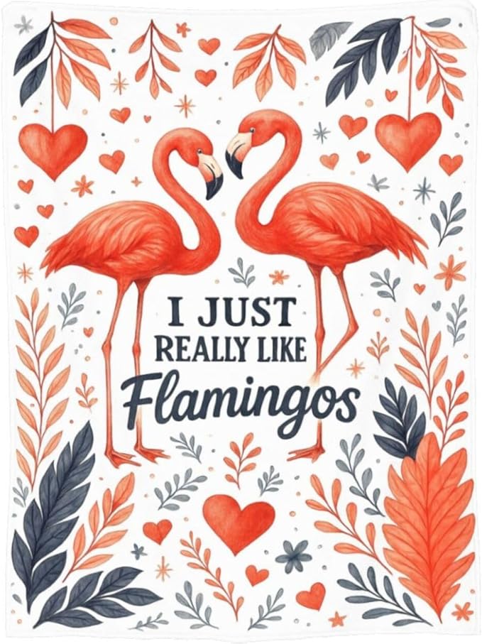 Flamingo Blanket I Just Really Like Flamingos Throw Blanket Tropical Leaves Soft Cozy Fleece Fuzzy Plush Warm Stuff Bedding Blankets Gifts for Boys Girls Kids Adult Men Women 60"X80"