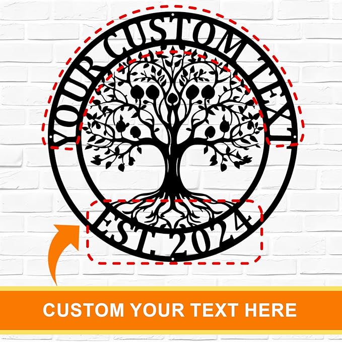 Established Family Tree Name Sign, Metal Name Signs Personalized, Tree of life Wall Art, Last Name Welcome Sign, Personalized Housewarming/Wedding Gift, Living Room/Porch/Outdoor Decor