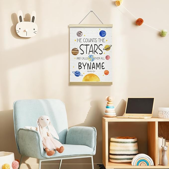 Nopoben Solar System Poster Hanger Frame, Outer Space Canvas Wall Art, Planets Wall Decoration for Kids, Classroom Nursery Kids Room Playroom Preschool Decor(12x16 Inches)-02
