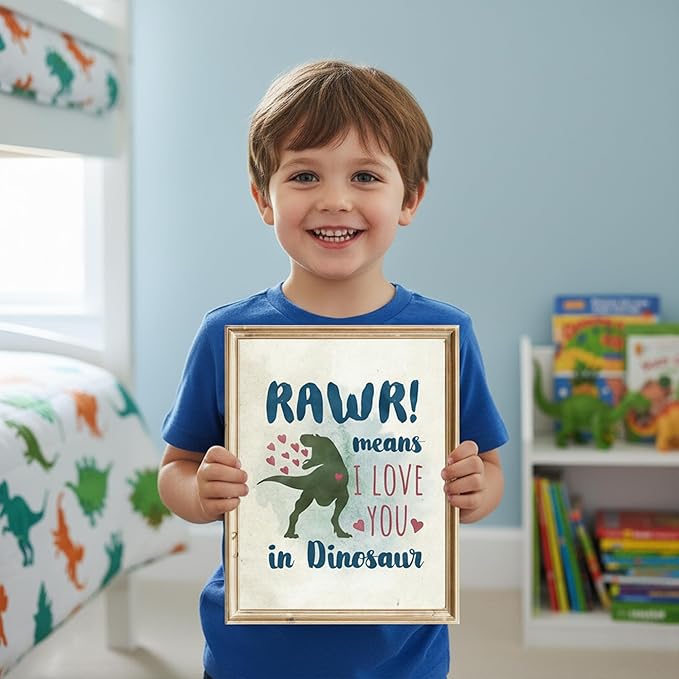 DREAM BIG PRINTABLES RAWR! Means I Love You In Dinosaur Art Print - 11x14 | Charming and Playful Art Print | Perfect for Kids' Rooms, Playrooms, or Nurseries | Unframed Dinosaur-themed Wall Art