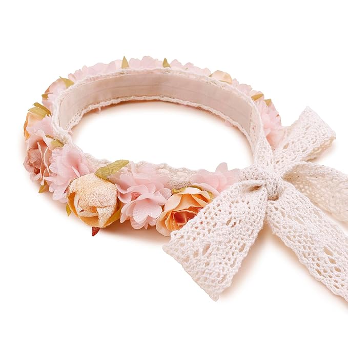 Hairband, 2pcs Children Girl Lace Headbands with Flower, Adjustable Size Hair Accessories Gift for Children (lace-7)