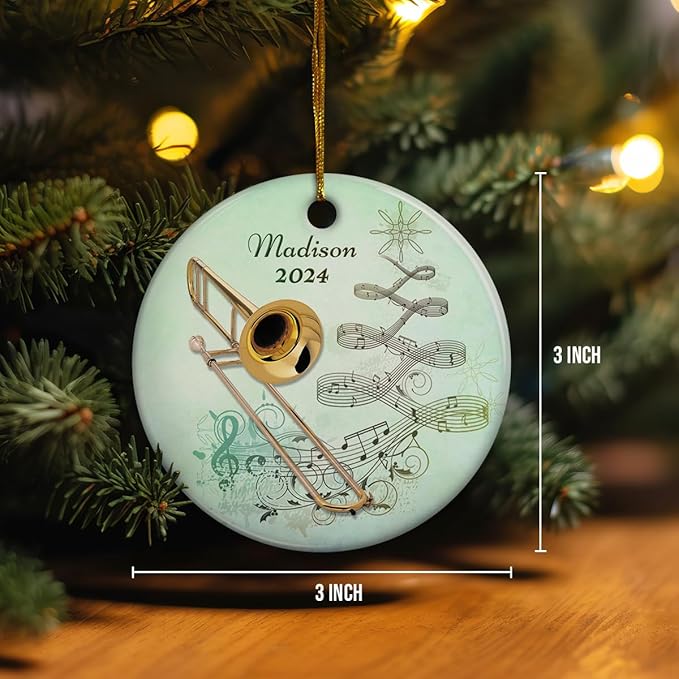 wowcugi Trombone Ornament Personalized Instrument Ornaments for Christmas Tree Xmas Tree Decorations Keepsake Gifts for Band Instruments Music Lovers