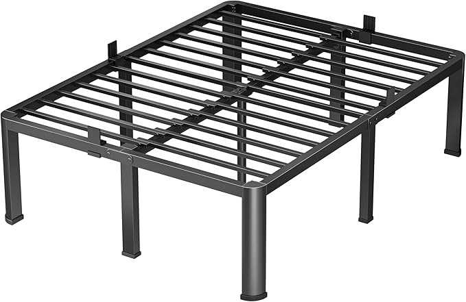 20 Inch Full Heavy Duty 3500 lbs Bed Frame with Round-Corner Legs & Anti-Squeak Design – Quick Assembly Metal Platform, No Box Spring Needed