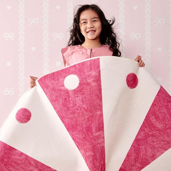 jinchan 5ft Round Rug Hot Pink Washable Fun Cute Playroom Mat Non Slip Cheerful Circle Cool Rug Soft Cozy Low-Profile Playful Carousel Throw Carpet for Kids Gift Teens Dorm Entryway Bedroom