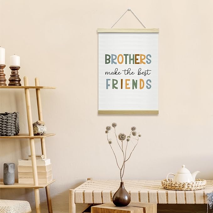 Nopoben Brothers Poster Hanger Frame - Brothers Make the Best Friends, Kids Room Wall Art With Wooden Poster Hanger, Boys Bedroom Playroom Game Room Decor(12x16 Inches)-04