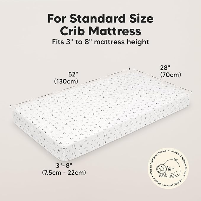 KeaBabies 2-Pack Baby Crib Sheets for Boys, Girls - 52x28 Viscose Derived from Bamboo Toddler Bed Sheets Neutral, Fitted Crib Mattress Cover for Standard Baby Bedding, Soft & Cozy (Nordic)
