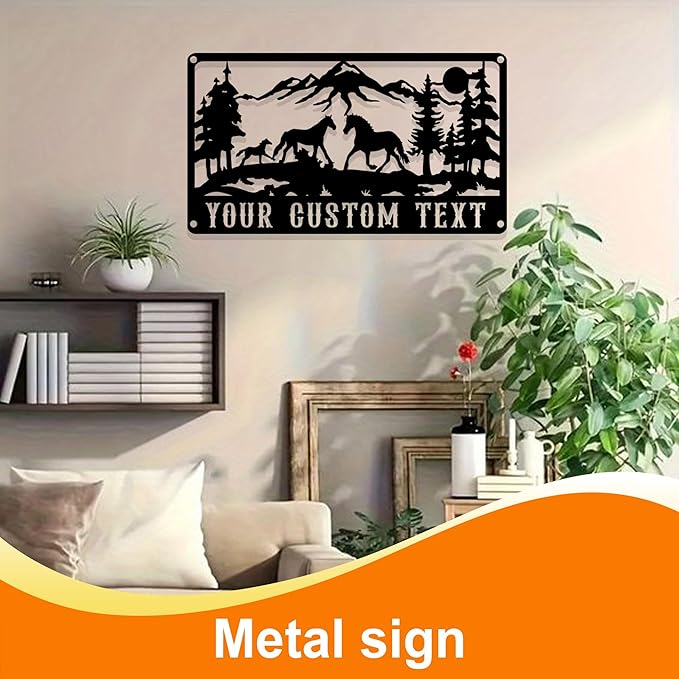 Personalized Horse Metal Cabin Sign, Custom Family Name Sign, Custom Signs Outdoor Metal, Personalized Camping Signs, Cabin Decor, Porch Decor