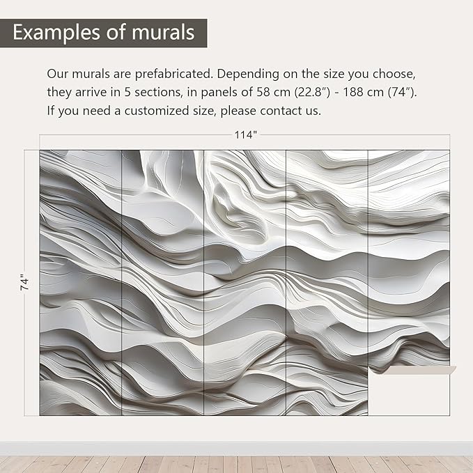 AFZEVEB-3D Stereo Relief Lines Living Room Background Wallpaper Mural 114"x74"(Not Peel and Stick)