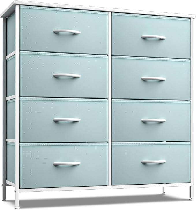 Sorbus Kids Dresser with 8 Drawers - Storage Unit Organizer Chest for Clothes - Bedroom, Kids Room, Nursery, & Closet (Aqua, 31.5 x 12 x 32-8 Drawer)