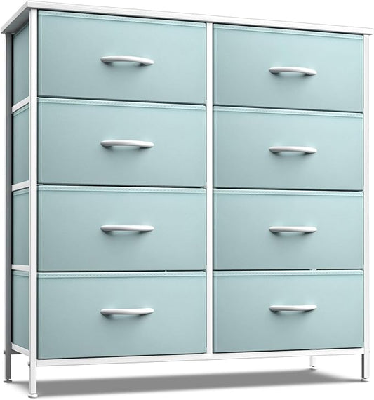 Sorbus Kids Dresser with 8 Drawers - Storage Unit Organizer Chest for Clothes - Bedroom, Kids Room, Nursery, & Closet (Aqua, 31.5 x 12 x 32-8 Drawer)