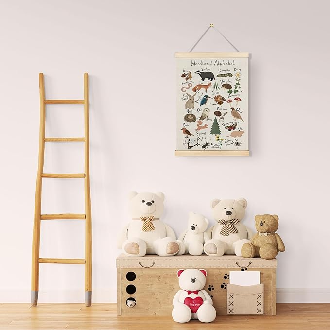 Qvapt Alphabet Banner ABC Posters - Alphabet Posters, Cartoon Wild Animal Posters 12x16 with Hanger, Kids Room Home School Classroom Decor