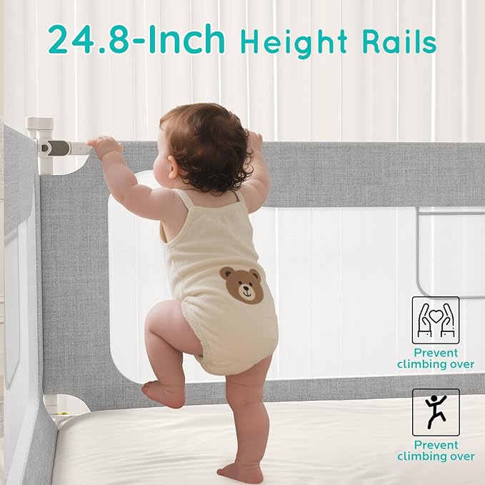 Queen Size Toddler Bed Rail: 3-Side Protection Bedrail for Queen Bed - Extral Tall Adjustable Child Safety Side Railing Guards for Infants Kids Child(78.7x78.7x59”)