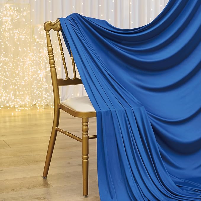 10×14 ft Royal Blue Wrinkle Free Backdrop Curtain, Soft Silky Polyester Wedding Drapes 2 Panels 14ft Height Photo Backdrop Curtains for Parties Birthday Baby Shower Photography Background Cloth