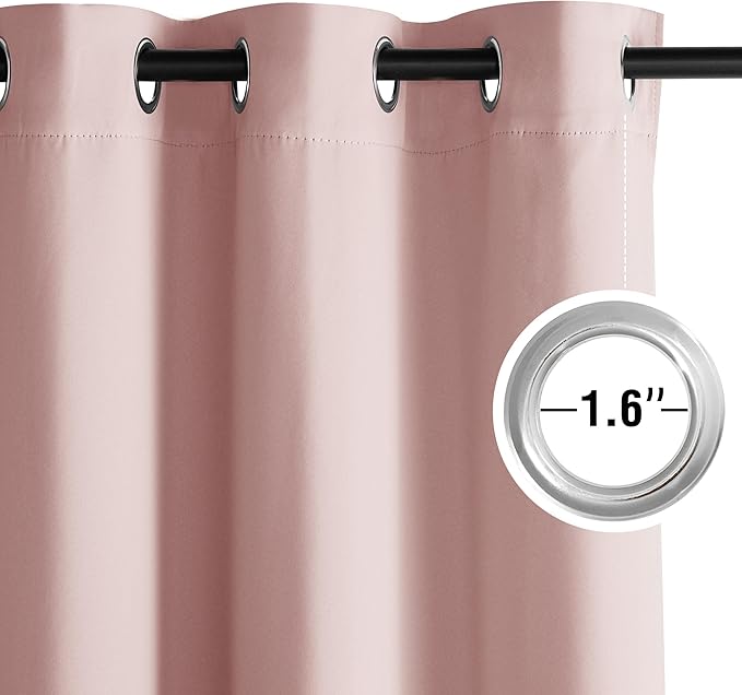 NICETOWN Blush Pink Room Darkening Curtains for Bedroom 84 inches Long 2 Panels, Thermal Grommet Curtains for Living Room, Noise Reducing Privacy Window Treatment for Nursery, Laundry Patio, W52