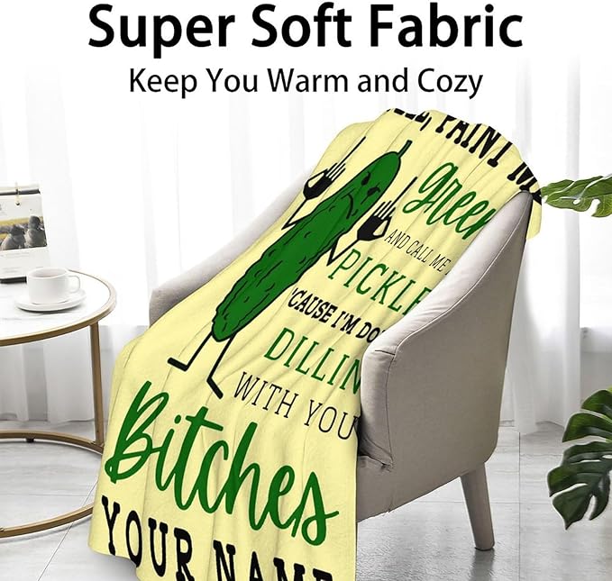 Custom Pickle Throw Blanket for Teen - 50x60 Inches Throw Size - Soft Fluffy Cozy Blankets Gift - Beige Novelty Blanket Throws for Living Room Decorative