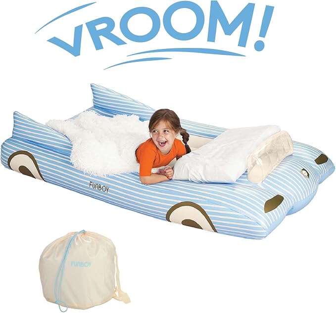 FUNBOY Kids Blue Inflatable Travel Bed & Mattress. Perfect for Sleepovers. Includes Carrying Case Storage Bag, Twin (Pack of 4)