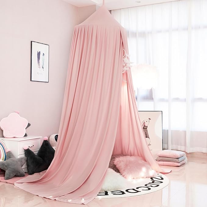 Princess Bed Canopy for Girls, Extra Large Hanging Canopy for Bed, Dreamy Play Tent for Girls Room Bedroom Decoration, Breathable Canopy Bed Curtain for Children Reading Nook - Coral Pink