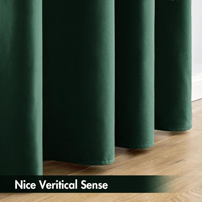 MIULEE Christmas Emerald Green Velvet Curtains Thermal Insulated Blackout Curtain Drapes for Bedroom Living Room Darkening 96 Inches Long Curtains Panels Rod Pocket Set of 2