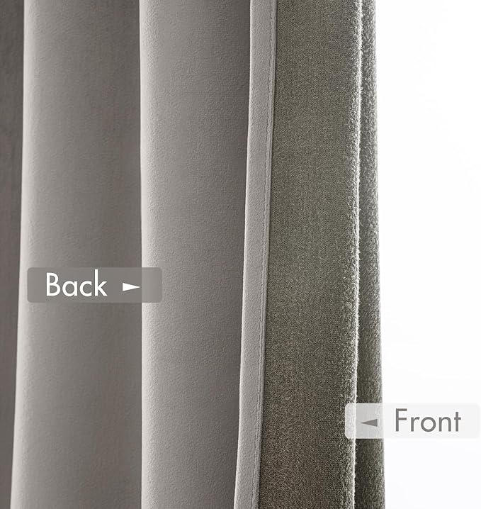 MIULEE Silver Velvet Curtains Thermal Insulated Blackout Curtain Drapes for Bedroom Living Room Darkening 96 Inches Long Curtains Panels Rod Pocket Set of 2