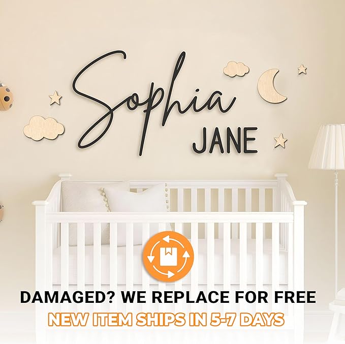 Personalized Name Sign for Nursery - Custom Wooden Name Signs for Kids Room, Personalized Nursery Name Sign - Perfect Baby Room Decor, Wall Name Decoration & Wedding signs, Family Name Signs (First Name & Middle Name)