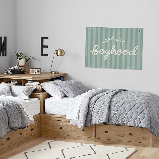 Long Live Boyhood Banner, Boy Nursery Decor, Canvas Banner Wall Hanging Flag Decor for Nursery Playroom Toddler Room, Boys Kids Room - Blue