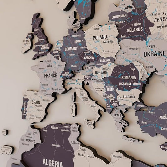 Colorfull Worlds 3D Wooden World Map Wall Art - Premium Multicolored World Travel Art for Wall Decor | Perfect for Home, Office & Kitchen - Ideal Housewarming Gift & Travel Tracker (Large, Nimbus)