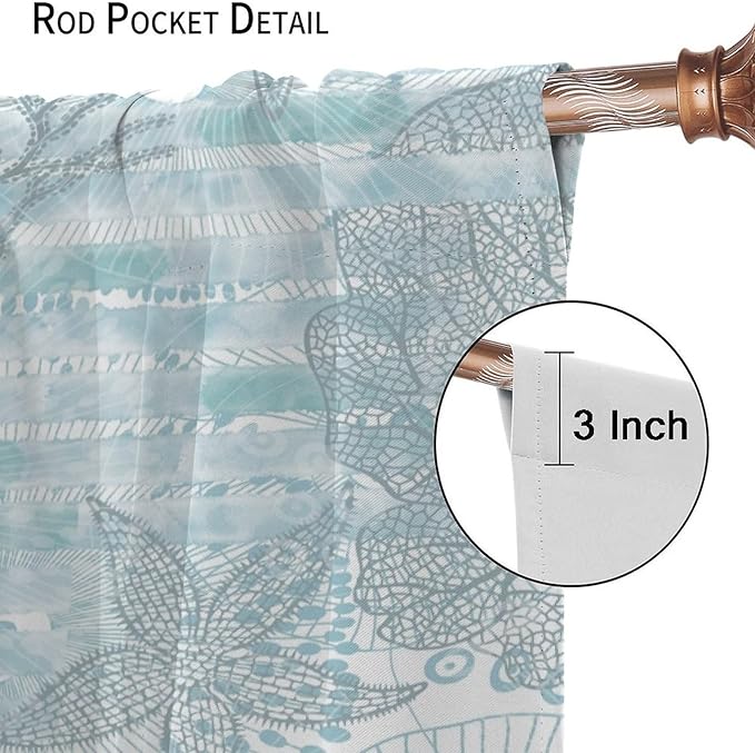 Starfish Curtains，Starfish and Seashells Coastal Curtain Ocean Themed Underwater Marine Decor Waterproof Fabric Curtain Set 2 Panels,63x72 Inches