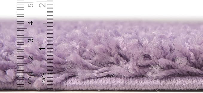 Unique Loom Solid Shag Collection Area Rug (8' x 10' Oval, Lilac)