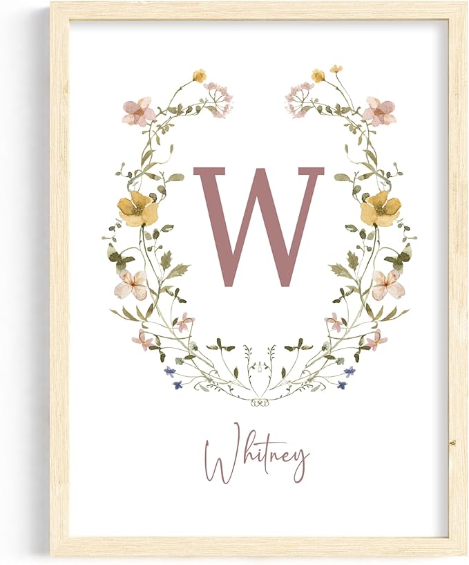 Personalized Name Flower Nursery Wall Art Prints, Crib & Nursery décor, Newborn Baby Girl Gift Present, Floral Baby Girl Room Pictures, Poster For Baby And Kids (1 Print, Flower 3)