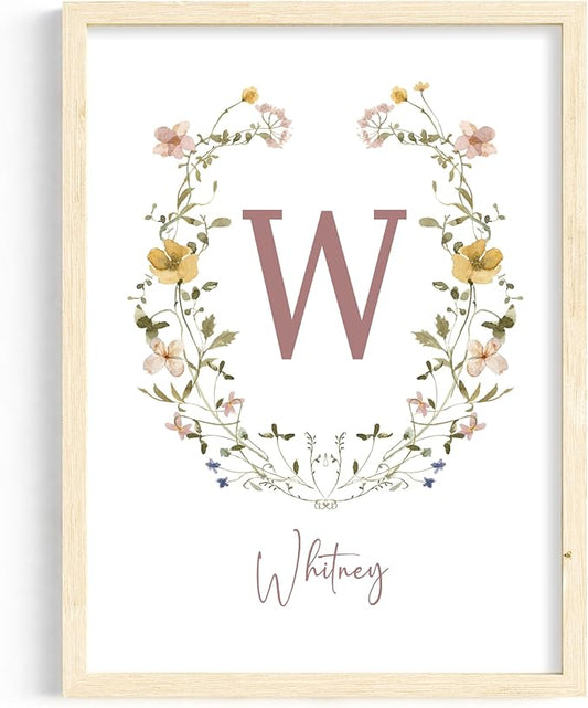 Personalized Name Flower Nursery Wall Art Prints, Crib & Nursery décor, Newborn Baby Girl Gift Present, Floral Baby Girl Room Pictures, Poster For Baby And Kids (1 Print, Flower 3)