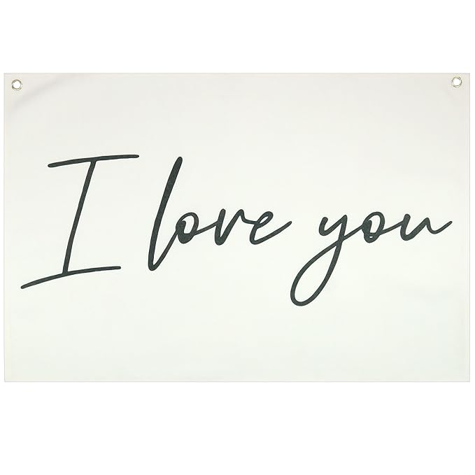 I love You Rectangular Canvas Banner-Boho Flag Wall Decor for Boy Girl Kids Friends,Nursery Babyroom Above Crib Bedroom Living Room Office-Baby Growth Stuff-Baby Shower Birthday Christmas Gift