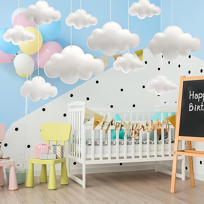 10Pcs 3D Cloud Decorations Hanging Clouds for Room Ceiling Decor Felt White Clouds for Baby Shower Wedding Party Backdrop Nursery Classroom Decor (10pcs White Clouds)