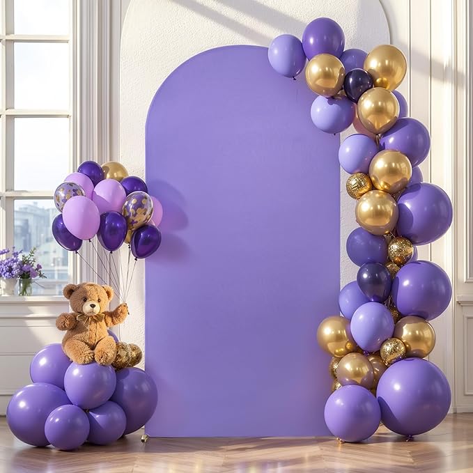 Lavender Arch Cover 6.6FT Spandex Fitted Wedding Arch Stand Covers Round Top Chiara Arch Covers Stretchy Backdrop Cover for Birthday Party Ceremony Banquet Decoration