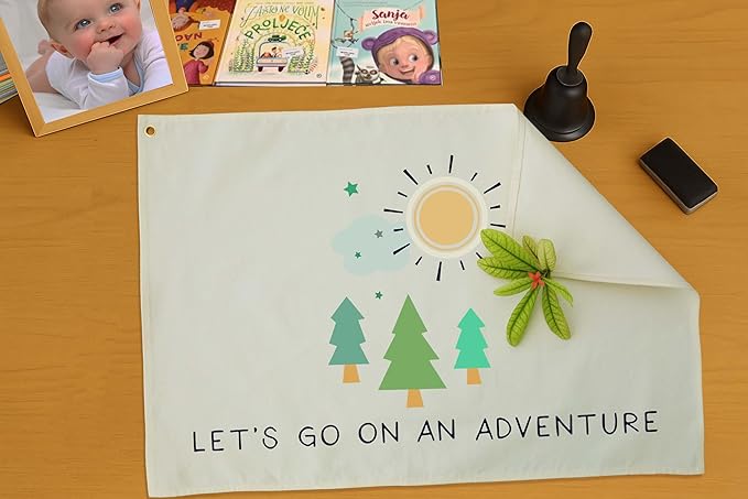 Nursery Canvas Rectangular Banner Flag Poster Wall Decor-Hanging Wall Decoration for Nursery Bedroom Playroom,Birthday Christmas Gift for Baby Kids Girl Boy Teen,Let’s Go On an Adventure 28.5"L×20"W