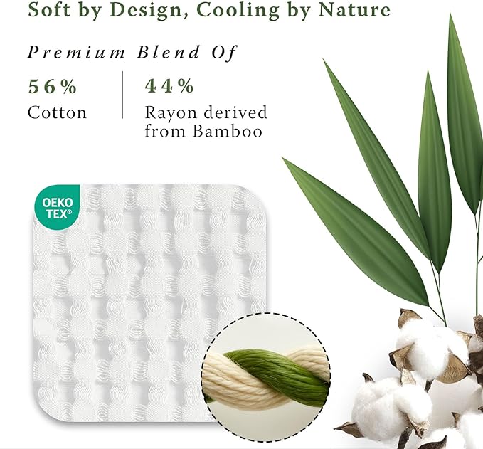 Threadmilll Cooling Cotton Waffle Queen Size Blanket | Breathable, Lightweight & Ultra-Soft | Made from Rayon Derived from Bamboo | Cooling Throw Blanket for Couch and Sofa | 90 x 92 Inches | White