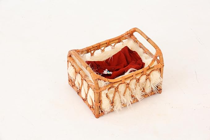 Kate Newborn Photography Props Rattan Basket Bed Handcrafted Baby Bed Posing Props for Baby Photography Photoshoot