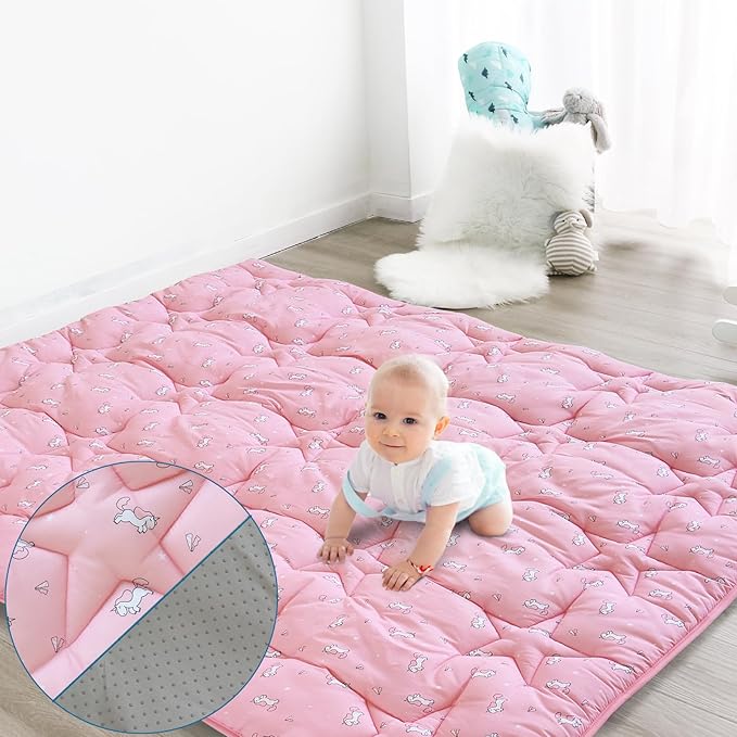 SPRINGSPIRIT 71'' x 59'' Baby Play Mat for Playpen, Baby Play Mat for Floor One-Piece Crawling, Non Slip Play Mats for Babies and Toddlers, Pink