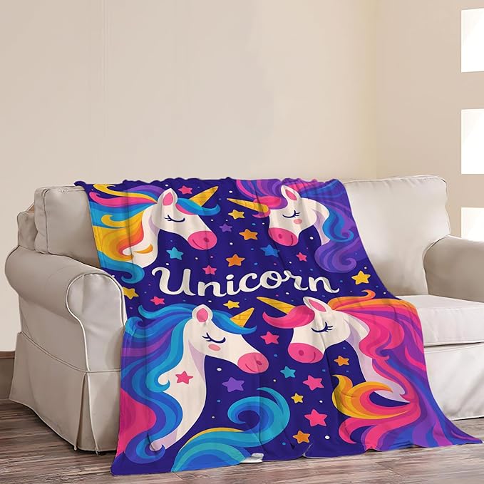 Unicorn Throw Blanket Unicorn Plush Fleece Toddler Blanket Super Soft Warm Cozy Fuzzy Stuff Bedding Baby Blankets for Girls Boys Kids Women Adult Men 60"X80"