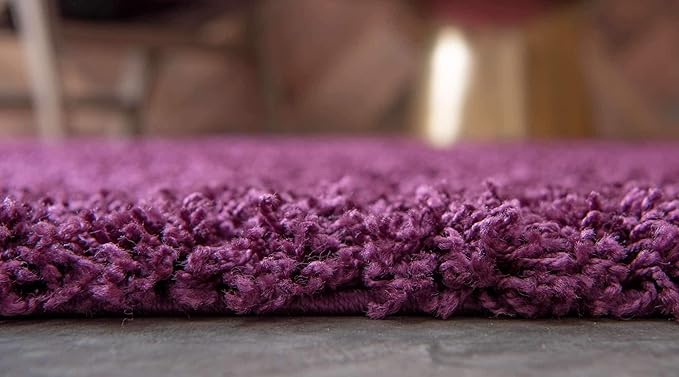 Unique Loom Solid Shag Collection Area Rug (9' x 12' Rectangle, Eggplant Purple)