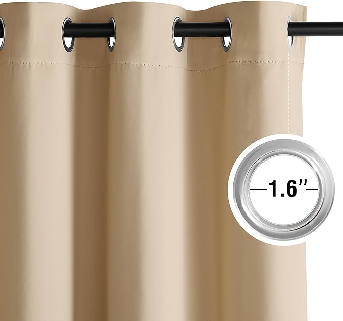 NICETOWN Beige Room Darkening Curtains 72 Inches Long 2 Panels for Living Room, Bedroom, Nursery Summer Thermal Insulated Blackout Drapes Grommet Noise Reducing Window Curtains, W40
