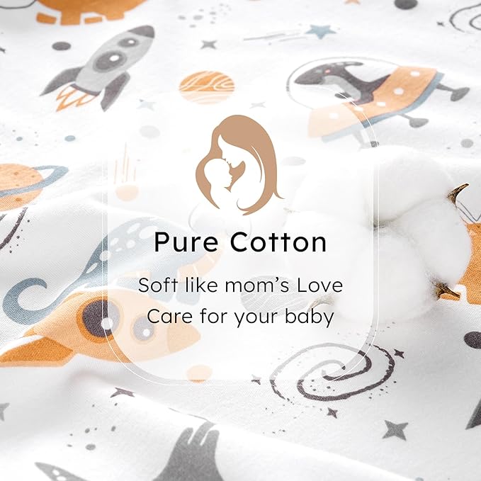 Baby Sleep Sack 0-6 months, 100% Cotton Sleeping Sack for Newborn and Infant, 3 Pack Baby Wearable Blanket for Boy and Girl, 0.5 Tog Lightweight Double Zipper Sleep Bag Coffee Dinosaur Planet
