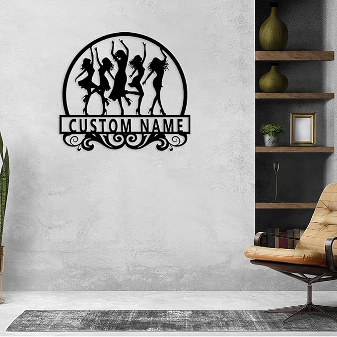 Custom Dance Girl Metal Sign with Dancer Silhouette - Personalized Wall Art for Dance Studio, Unique Teacher Gift, Add Name, Instructor Plaque for Home Decor,Bar, Dance Hall, Party Sign
